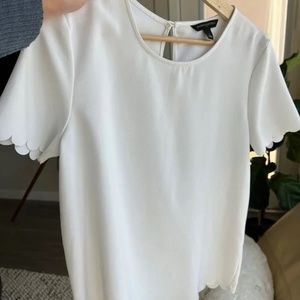 Banana Republic Scallop White Short Sleeve Blouse